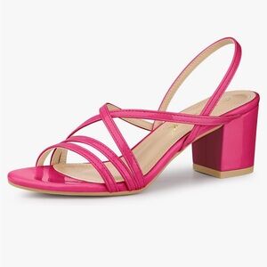 Allegra K Women's Strappy Slingback Chunky Heels Slide Sandals